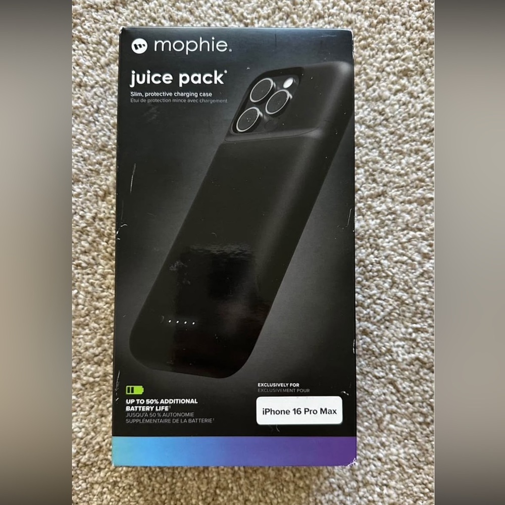 Mophie Juice Pack Black Charging Case for iPhone 16 Pro Max